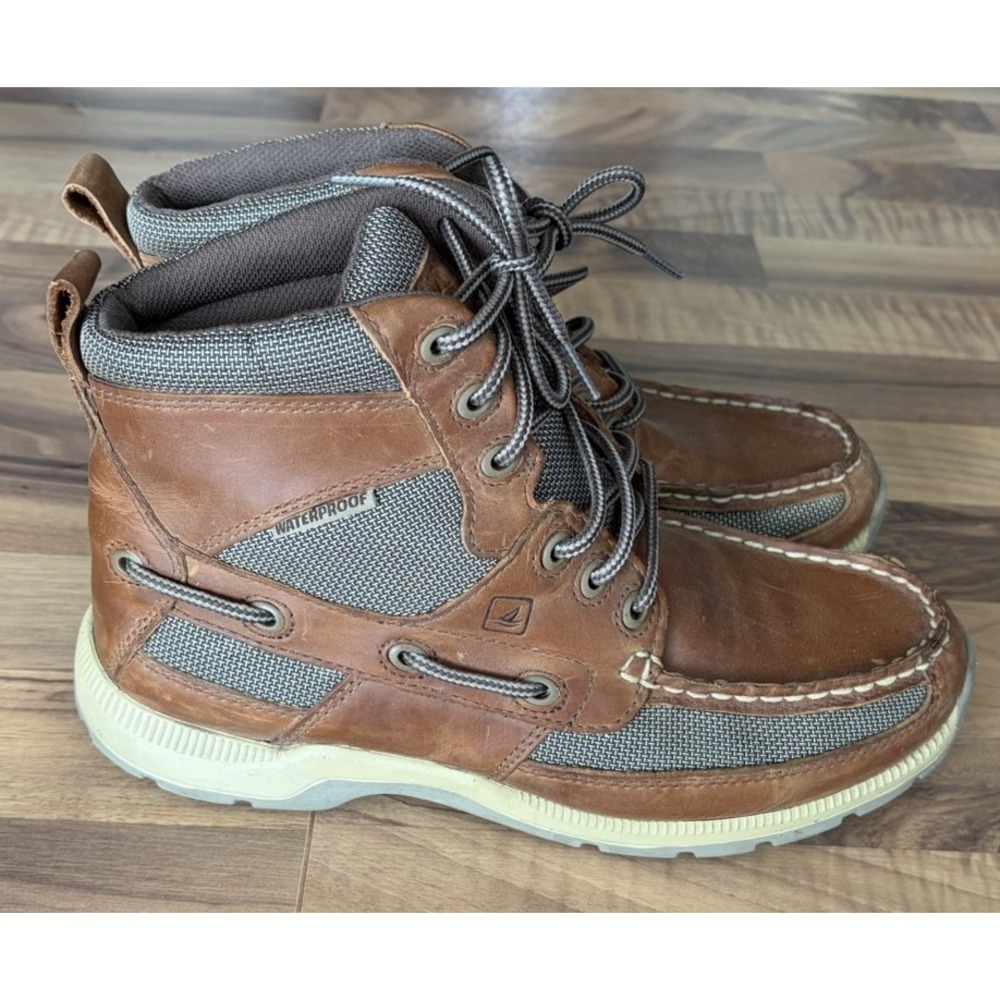 Men's Sperry Waterproof Boots Boat Shoes Size 8.5M High Top Boot Brown Outdoors